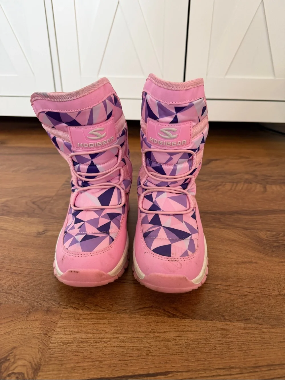 Girls' Pink Geometric Snow Boots - Insulated Winter Footwear